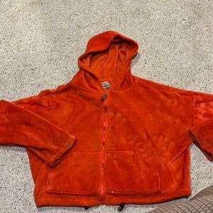 Orange plush cropped hoodie by Urban Outfitters
